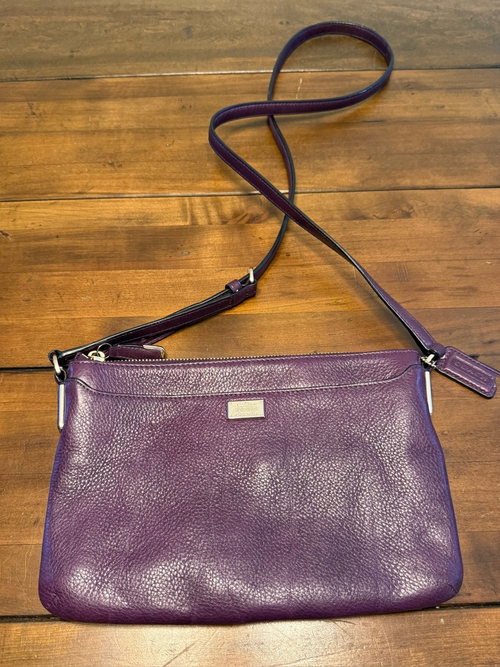 Coach Plum Purple Leather Crossbody Bag Adjustable Strap